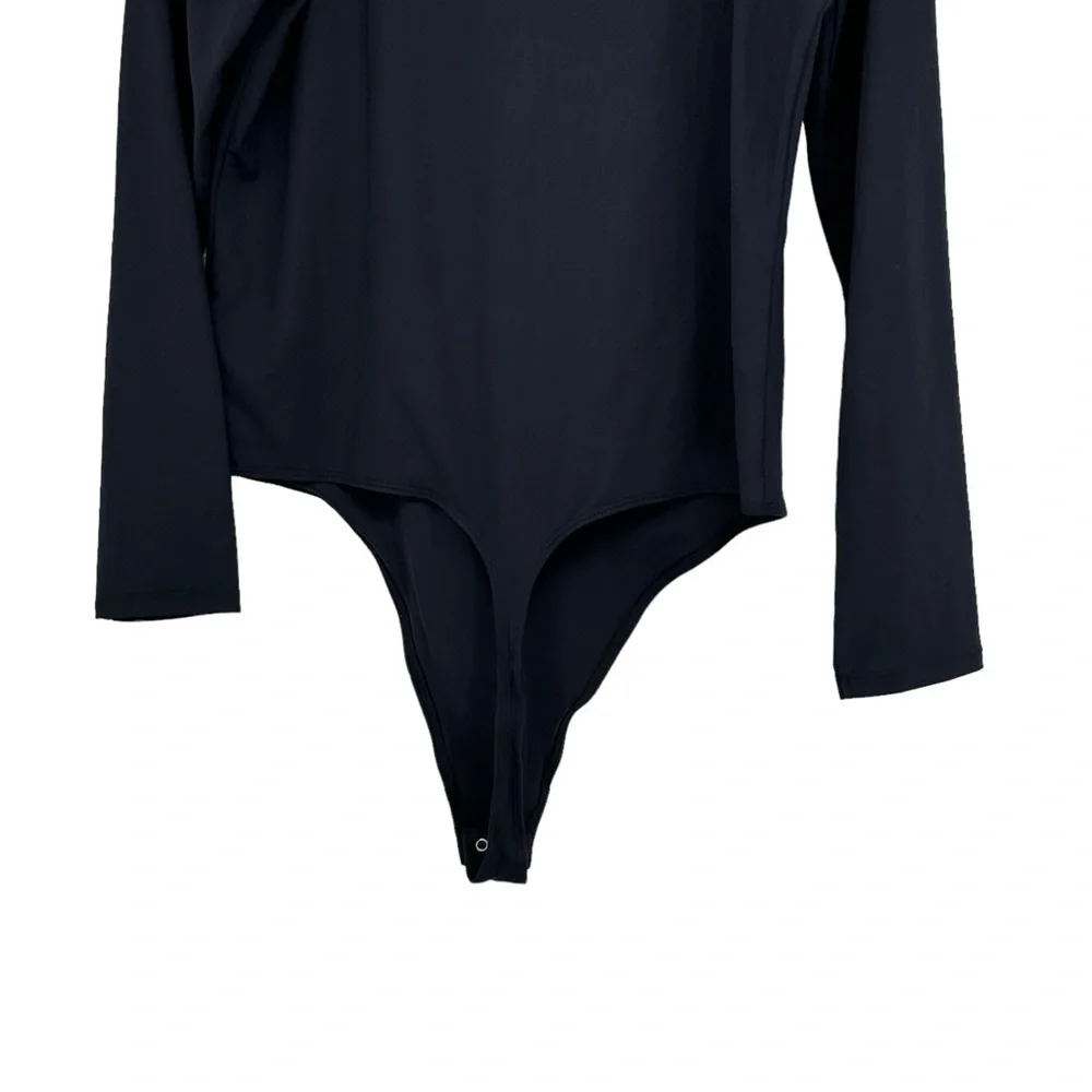 *House of Harlow 1960 Size XL Black Nylon/Elastane Square Neck Thong Bodysuit